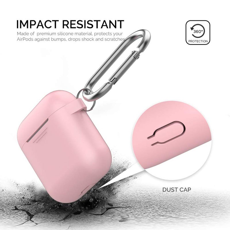 AhaStyle Upgrade Silicone Case Protective Cover [Front LED Visible] Compatible with Apple AirPods 2 & 1 (Pink) - Image 3
